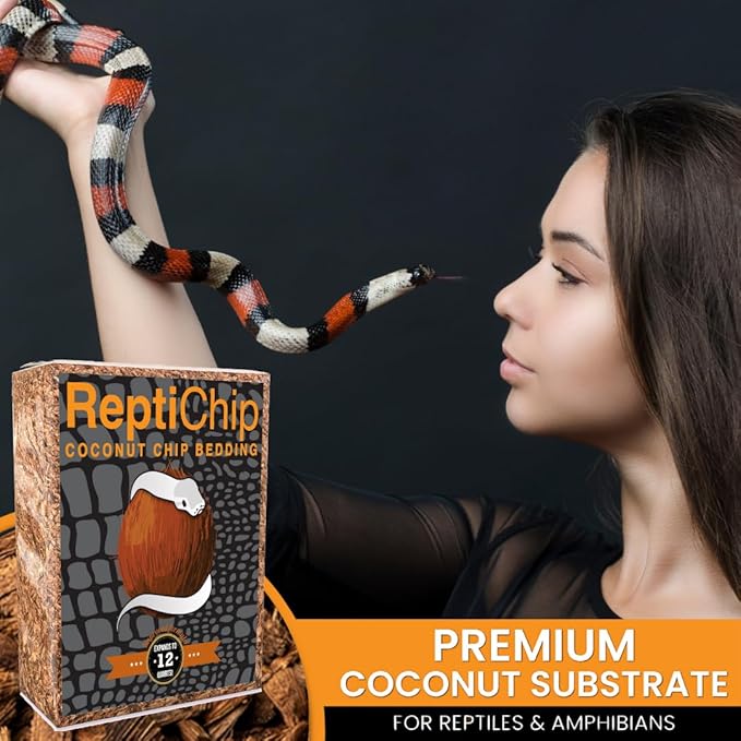 ReptiChip Reptile Bedding Loose Coconut Chip 36 Quart 2 Pack Coco Husk Substrate Mulch for Snake Habitat, Ball Python Terrarium, Turtle Tanks, Tortoise Enclosure