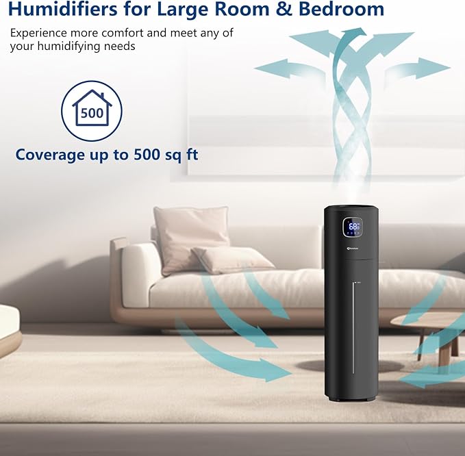 Akeshan Large Humidifiers for Bedroom, 9L/2.5Gal Ultrasonic Cool Mist, Top Fill