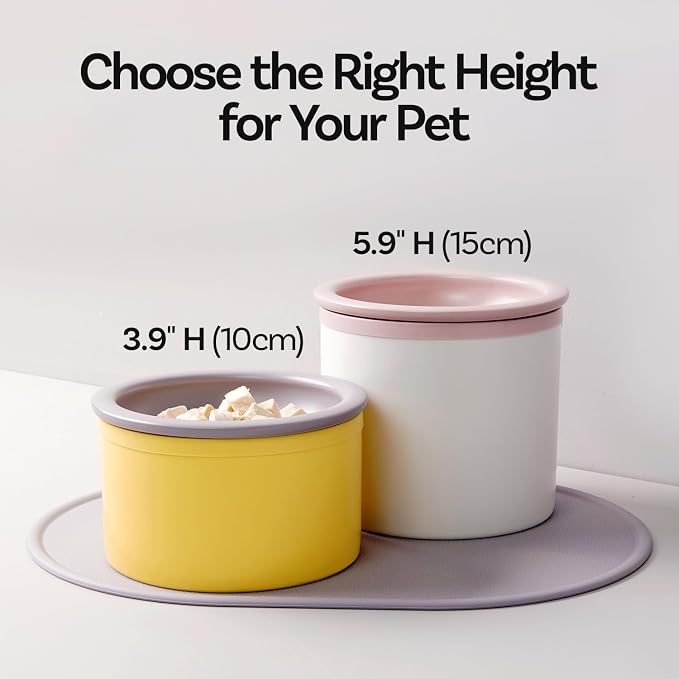 Premium Ceramic Elevated Dog & Cat Food Bowl, Reduces Pressure on Spine, Ergonomically Designed, No Vomiting, No Shaking, Easy to Clean, Microwave & Dishwasher Safe