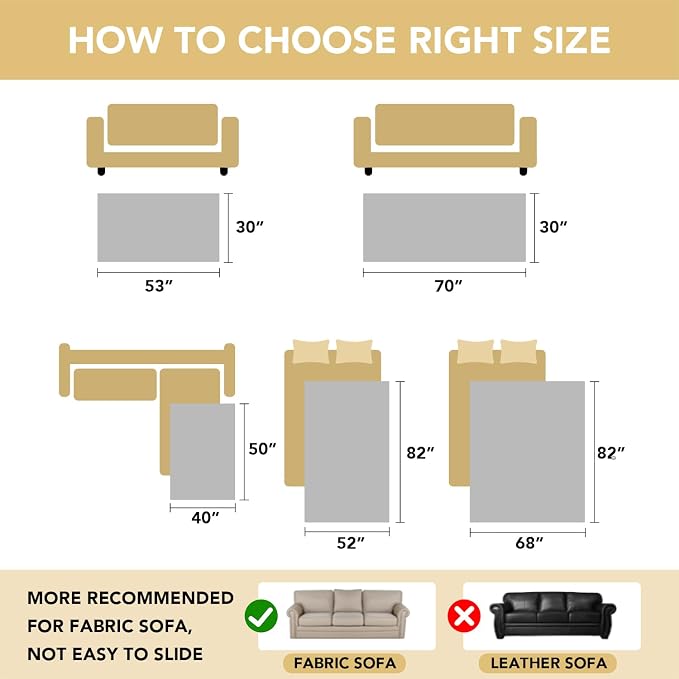 H.VERSAILTEX Non Slip Pet Couch Cover Chenille Dog Bed Protector Thick Soft Sofa Slipcover Pet Friendly Washable Couch Cushion Covers for Pets (40" x 50", Sea Foam)