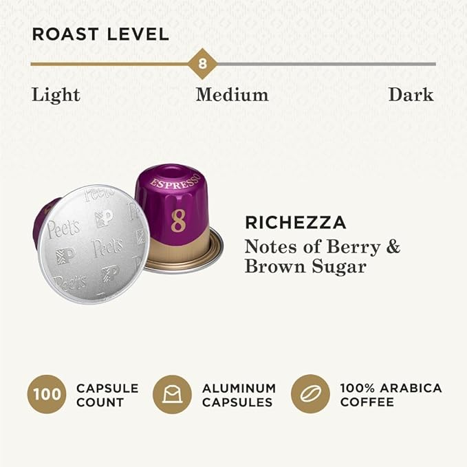 Peet's Coffee, Medium Roast Espresso Capsules, Compatible