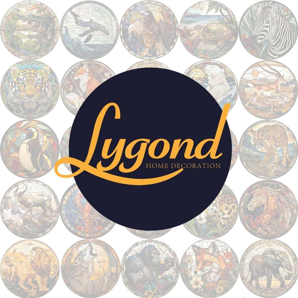 Lygond Metal Sign Tin Sign Circular Stained Glass Eagle Signs For Garden For Pet 8×8 Inches