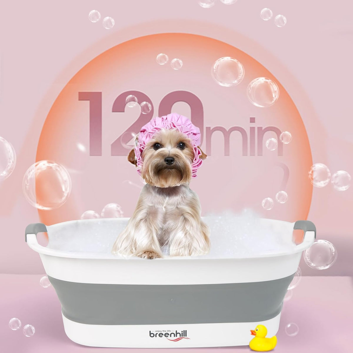 Collapsible Dog Bath Tub for Small Dogs & Cats, Portable Puppy Bath Tub with Water Drain Plug, Space Saving Foldable Pet Bathtub for Indoor & Outdoor Use, Grey