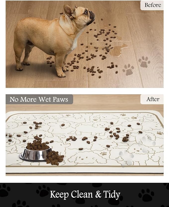 Pet Feeding Mat-Absorbent Dog Mat for Food and Water Bowl-No Stains Quick Dry Water Dispenser Mat-Dog Accessories Pet Supplies-Bowl for Messy Drinkers（FRAMEDOGS,23"x34"