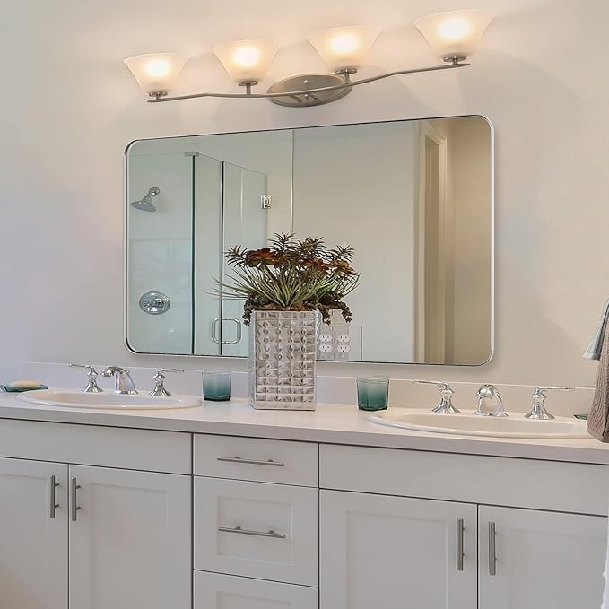 ANDY STAR 30"x48"Chrome Bathroom Mirror, Large Wall Mirror