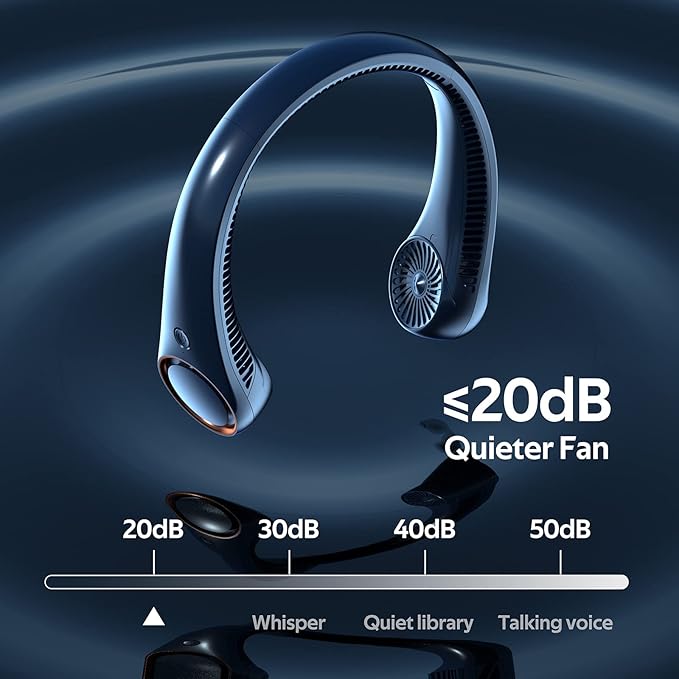 Portable Neck Fan, Hands Free Bladeless Fan, 360° Cooling Personal Fan