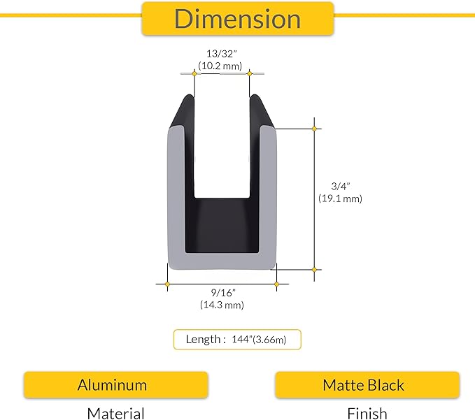 Brixwell SDCD3812MBL-CCP18-XCP25 Matte Black Frameless Shower Door Aluminum