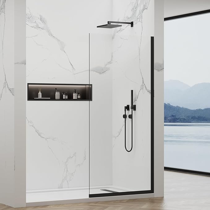 35"x74" Semi-Framed Shower Screen, Single Fixed Shower Glass Panel