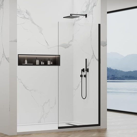 35"x74" Semi-Framed Shower Screen, Single Fixed Shower Glass Panel