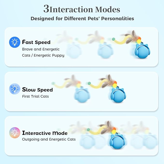 ORSDA Cat Toys for Indoor Cats, New Intelligent Voice Timing Touch Control Cats Ball, Simulate Mouse Sound Kitten Toy, Automatic Interactive Moving Cat Toy for All Ages