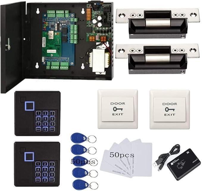 MENGQI-CONTROL IP Based 2 Doors Access Control Kit North American Strike Lock