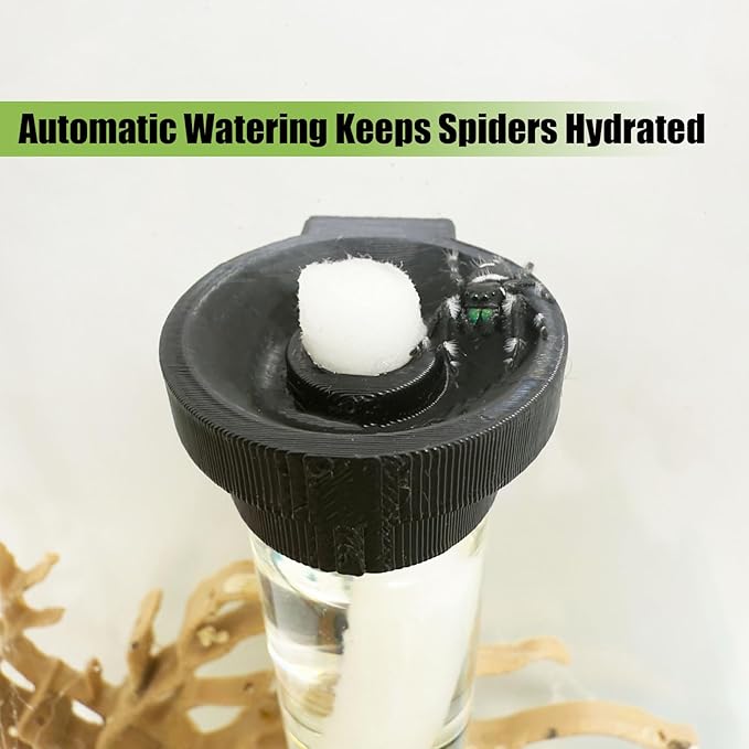 Jumping Spider Water Dispenser, Magnetic Hanging Feeder,Suitable for Jumping Spiders,Tarantulas, Praying Mantises,Arboreal Animals, and Other Small Animal Enclosure Accessories (Black, 10ML)