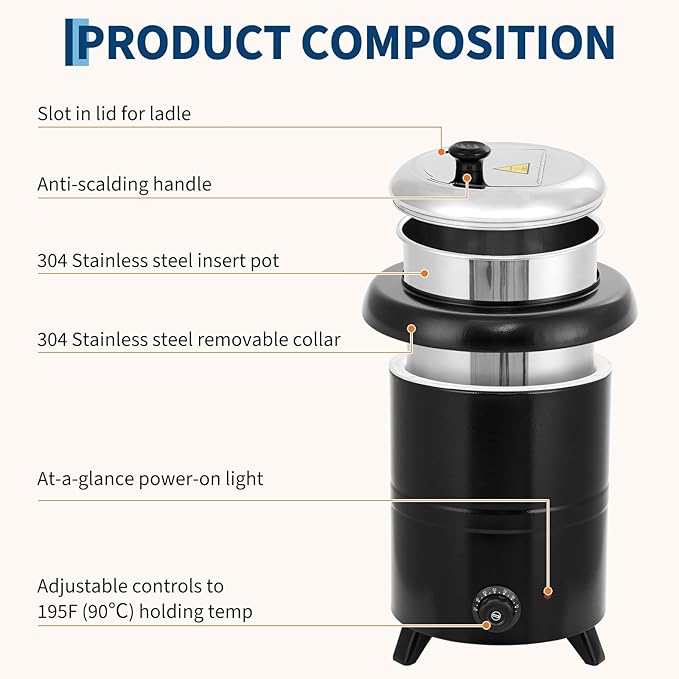 10.5QT Commercial Grade Soup Warmer Kettle