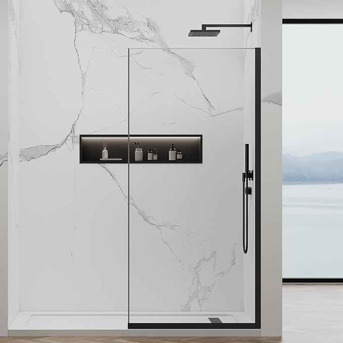 35"x74" Semi-Framed Shower Screen, Single Fixed Shower Glass Panel