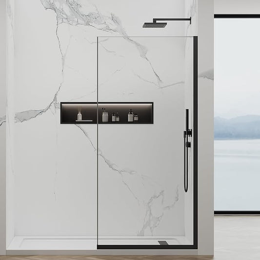 35"x74" Semi-Framed Shower Screen, Single Fixed Shower Glass Panel