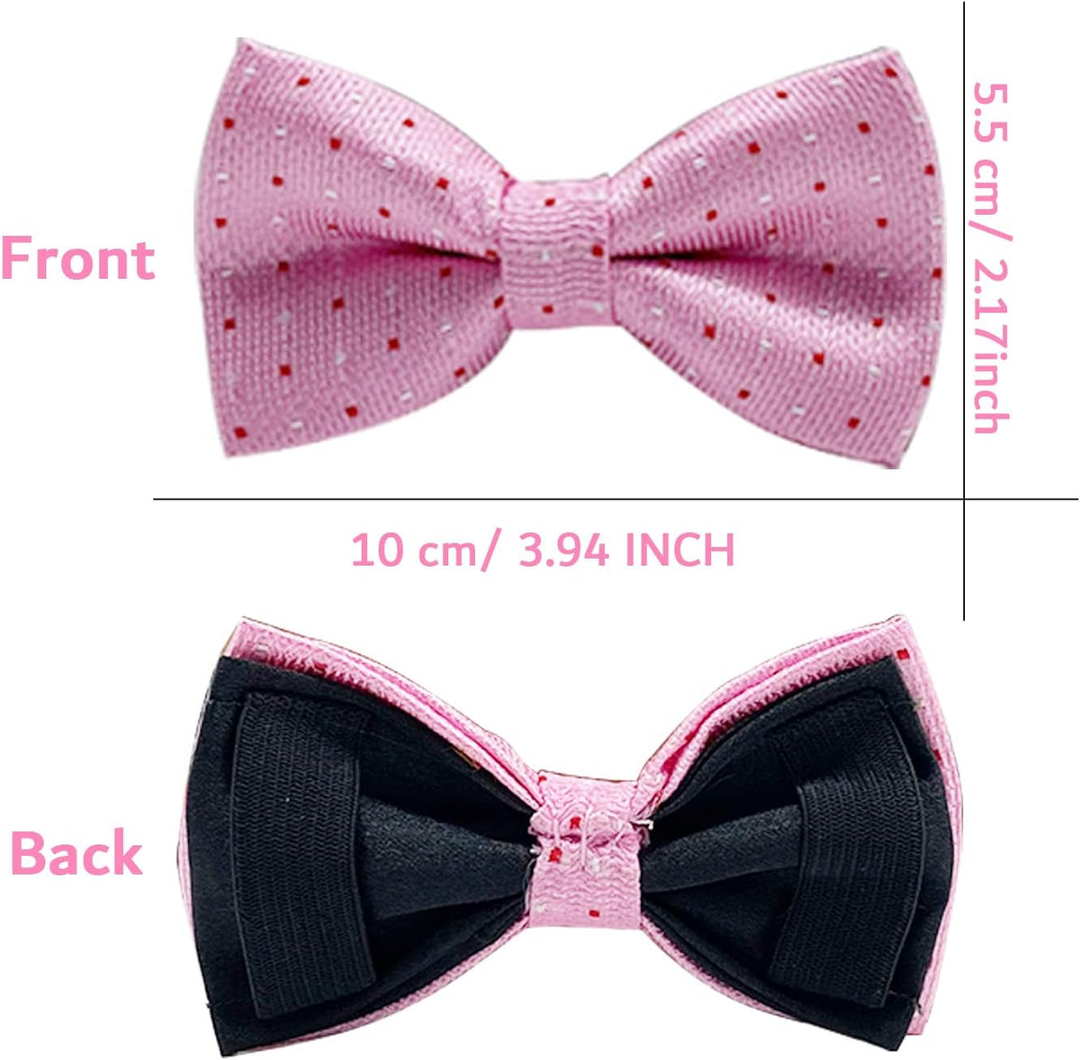 Dog Bow Tie / 50 Pcs Adjustable Elastic Rubber Band Double Layer Bow Ties for Small Medium Large Dogs & Big Cats Pet Collar Charms Accessories Bowties for Birthday Wedding Parties(50 Pcs)