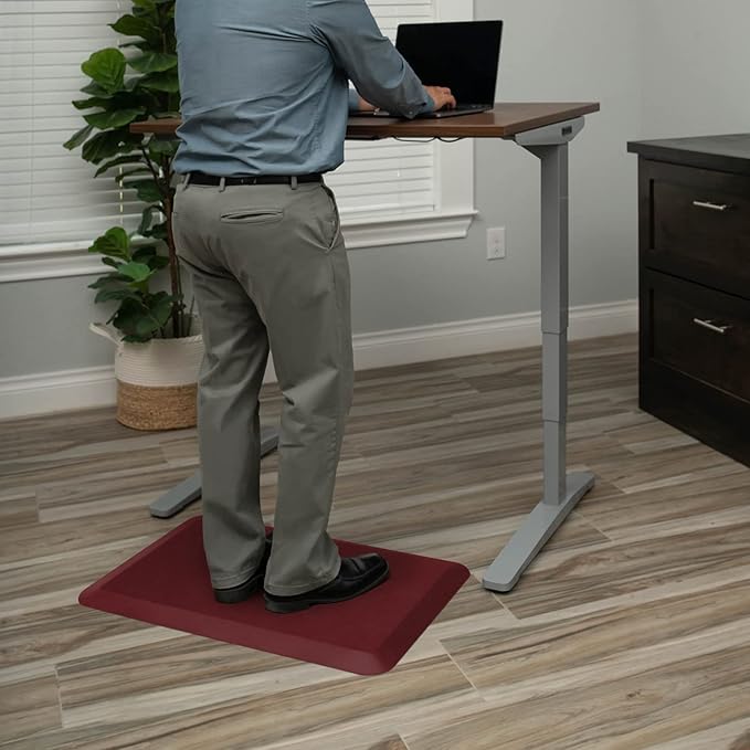 NewLife by GelPro Anti-Fatigue Designer Comfort Kitchen Floor Mat, 20" x32”, Leather Grain Cranberry