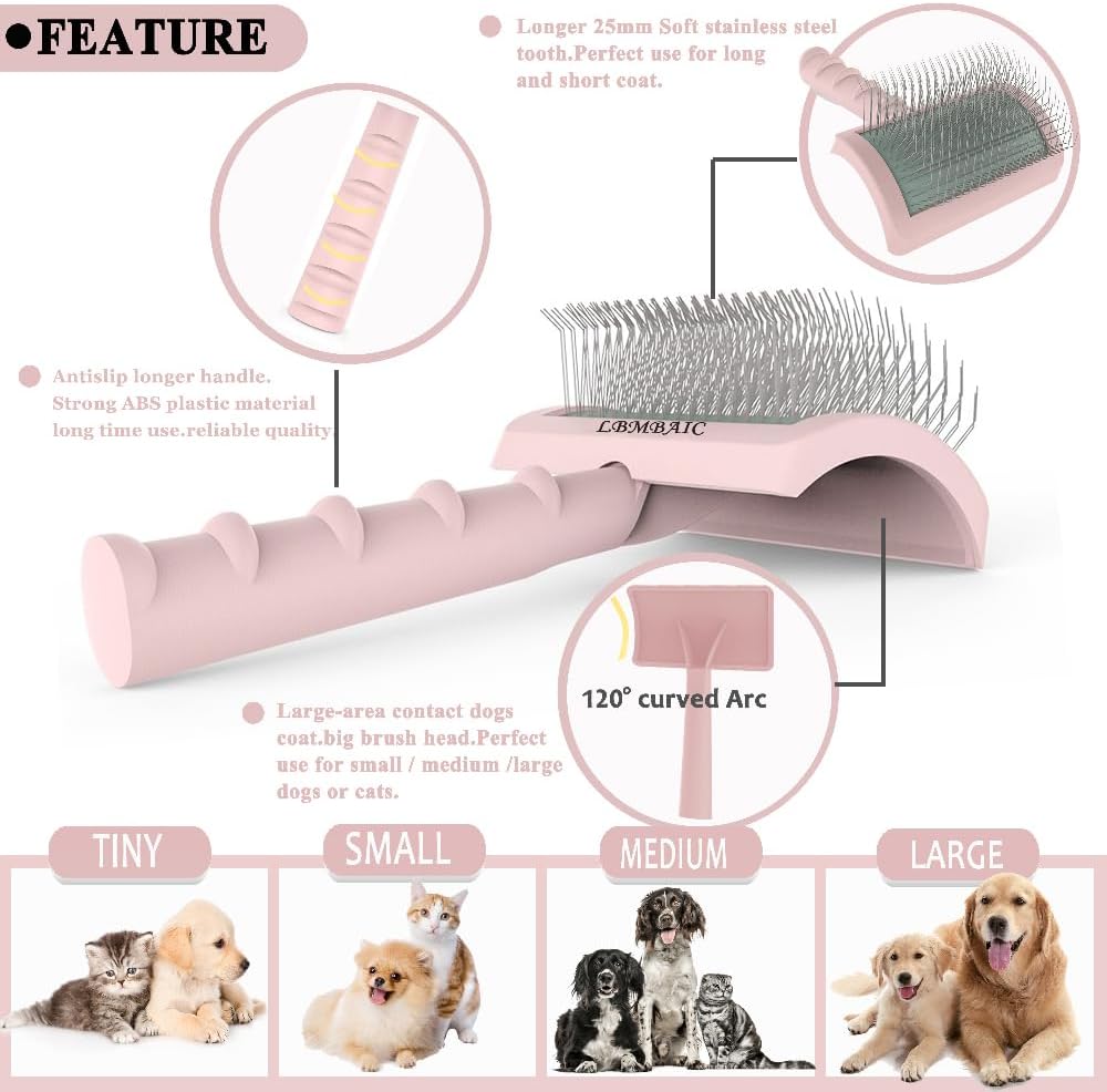 Super Dense Soft Slicker Brush for Thick and Long Fur Dogs - Grooming Brush for Fluff, Shedding, Tangles on Goldendoodles - 25mm (1")