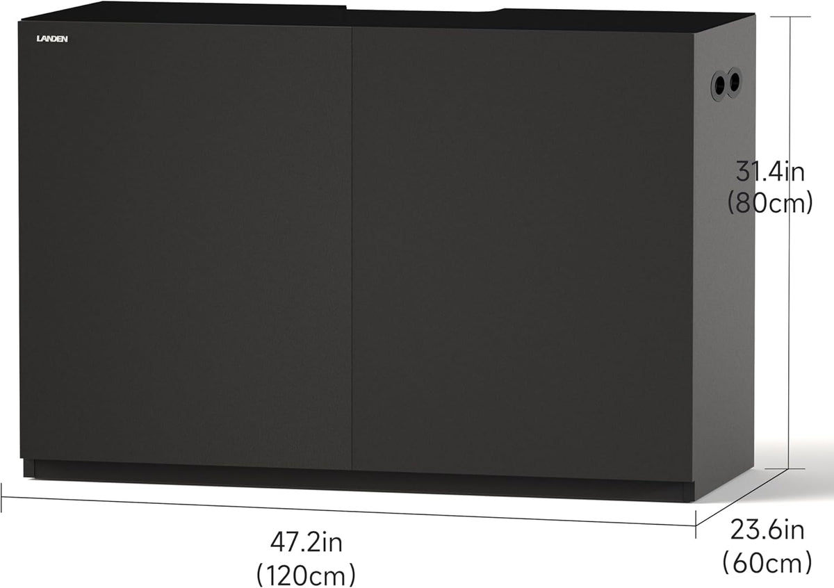 LANDEN Aquarium Wooden Stand and Cabinet for up to 105 Gal Tank, Fish Reptile Sea Salt WaterTank Stand, Nano Foam Leveling Mat Included, W47.2xD23.6xH31.5 in, Wooden Matte Black Painted(Stand Only)