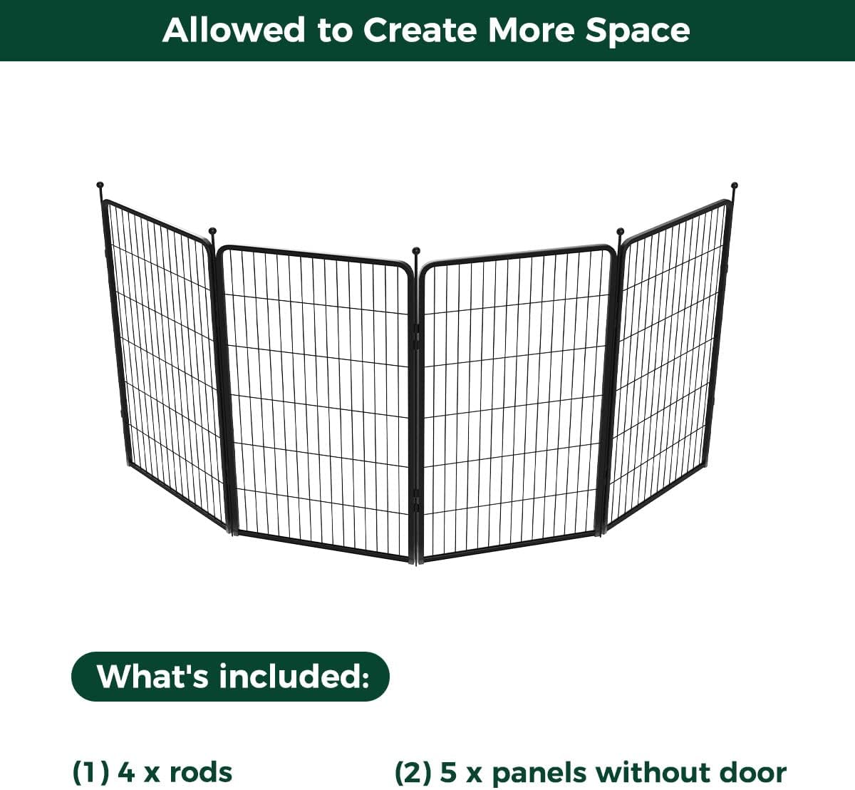 FXW Rollick Unleashed Dog Playpen for Indoor, Yard, RV Camping, 45 inch 4 Panels for Large Dogs, Black│Patented