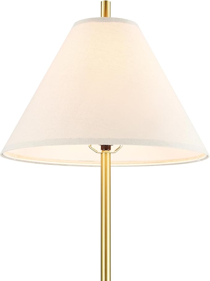 GLOBE Electric 61000060 60" Floor Lamp, Matte Brass Finish, Beige Linen Shade, Heavy Weighted Base, Rotary Switch on Shade, Modern Standing Light for Living Room, Home Office Accessories
