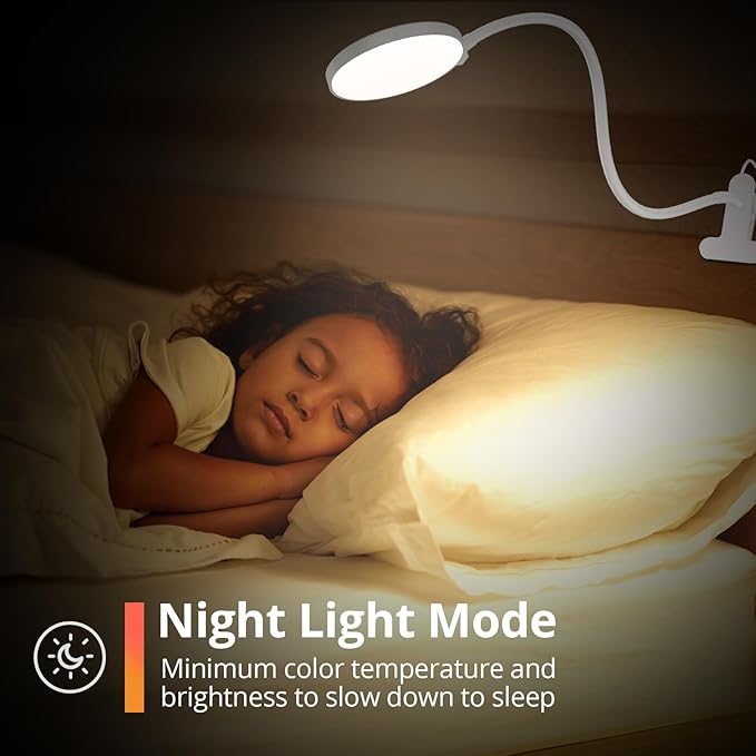 Reading Light with Remote, LED Desk Lamp Clip on [1H Timer & Nightlight] RA>95 Dimmable Flexible Gooseneck, Reading Lamp with Clamp for Table - 3.5'' (Adapter Included)