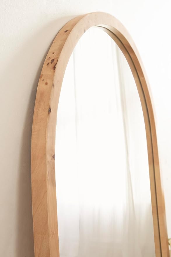 Kate and Laurel Burlock Modern Burlwood Arched Mirror, 22 x 32, Natural Wood