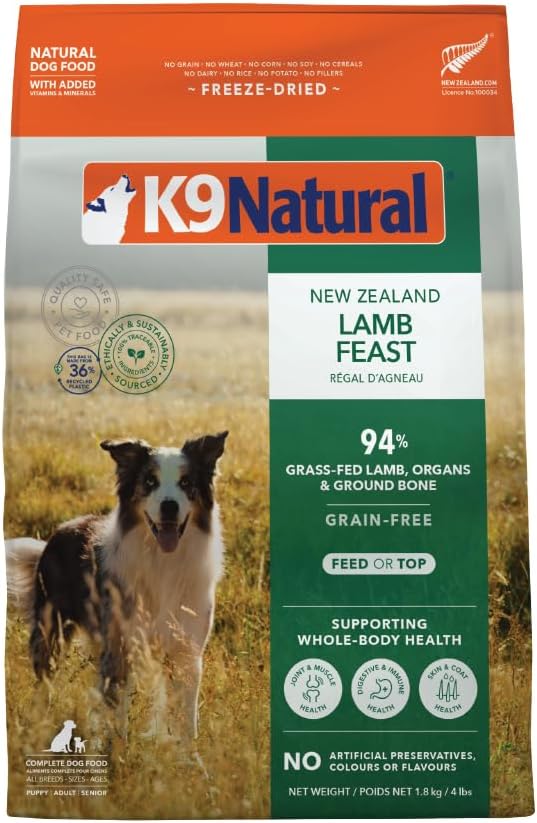 K9 Natural - Grain Free Freeze Dried Dog Food - Lamb, 4lb