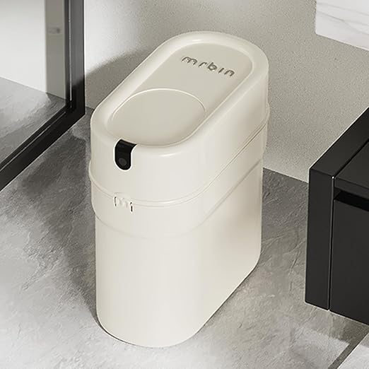MRBIN Slim Pull Out Automatic Bagging Bathroom Trash Can, 10L/2.6gal Touchless