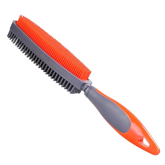 Rubber Pet Hair Removal Brush for Couch Clothes Dog Cat Pet Hair Carpet, Also Used as Dog Cat Bath Brush with Massage Effect (orange)