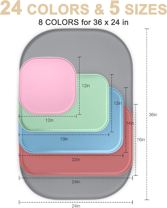 SMILOOL Waterproof Silicone Pet Food Mat with Raised Edge for Dog & Cat | 12" x 12" Non-Slip Small Pet Feeding Mats with Lip for Food & Water Bowl, Food Grade, Easy Cleaning, Light Blue