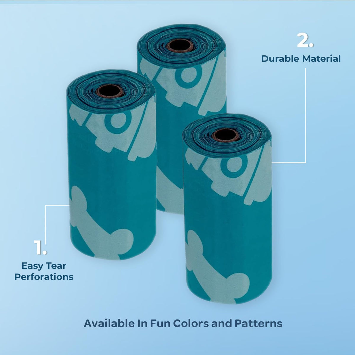 Best Pet Supplies Dog Poop Bags (360 Bags) for Waste Refuse Cleanup, Doggy Roll Replacements for Outdoor Puppy Walking and Travel, Leak Proof and Tear Resistant, Thick Plastic - Turquoise