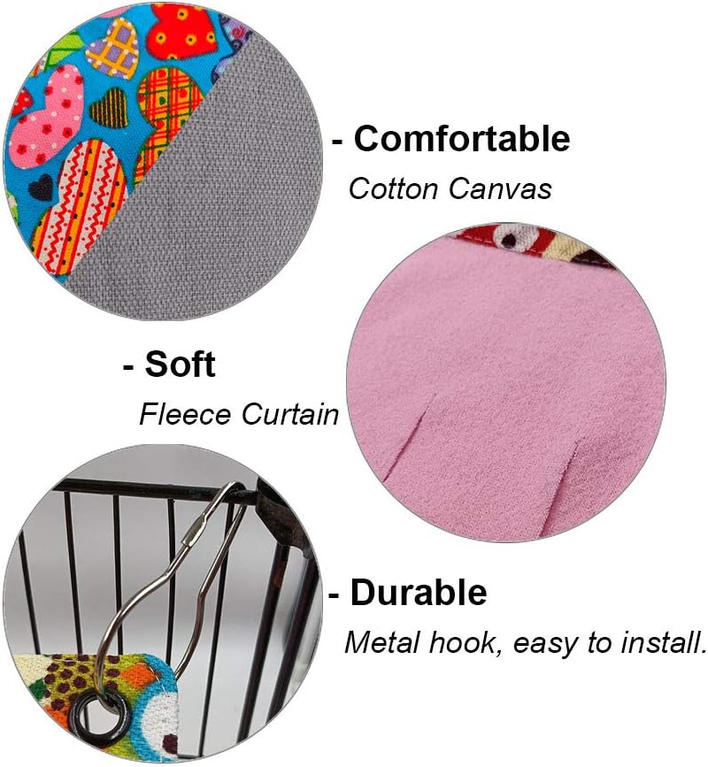 RIOUSSI Guinea Pig Hideout Hideaway Corner Fleece Toys Cage Accessories with Reversible Sides, Heart/Gray-Pink+Purple, Pack of 2