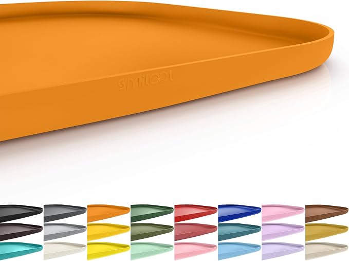 SMILOOL Waterproof Silicone Pet Food Mat with Raised Edge for Dog & Cat | 24" x 16" Non-Slip Pet Feeding Mats with Lip for Food & Water Bowl, Food Grade, Easy Cleaning, Orange
