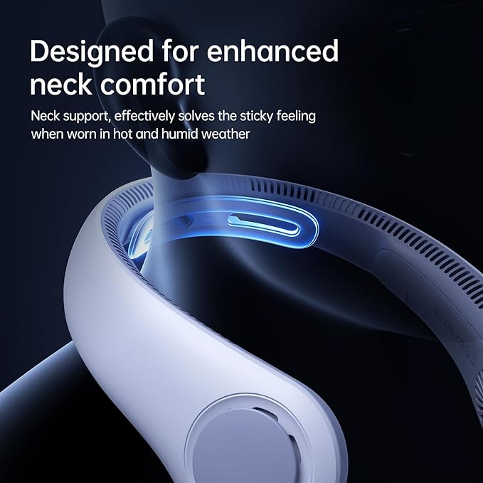 JISULIFE Portable Neck Fan Upgraded, Neckbrace Personal Hands Free, 5 Speed