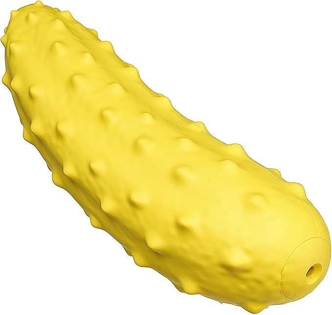 Toys for Aggressive Chewers, Tough Rubber Chew Toy, Squeaky Toy for Small, Middle and Large Dog Breeds (Chew, Cucumber, Yellow)
