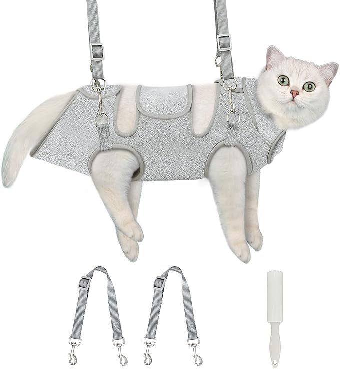 Supet Cat Grooming Hammock, Self-Adherent Cat Wrap for Cutting Nails, Anti-Escape Calming Wrap for Medicine, Nail Clipping, Teeth Brushing, Ear Cleaning