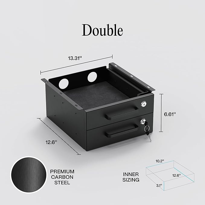 Under Desk Drawer Slide-Out – Lockable Metal Storage Drawers