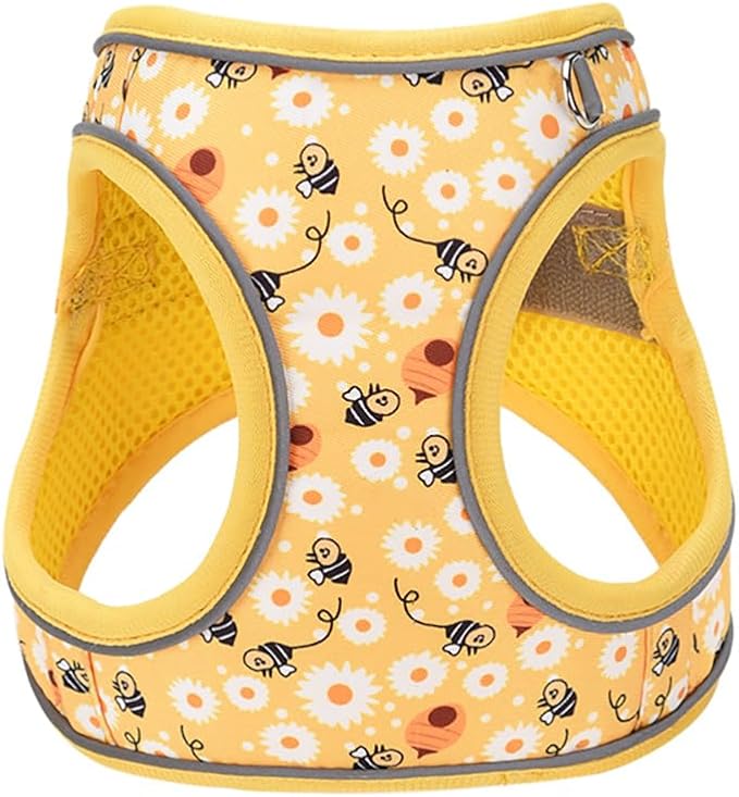 Step in Dog Harness and Leash Set, Flower Adjustable Easy Walk Puppy Harnesses, Soft Mesh Pet Vest Harness Small Size Dog Adjustable No Pull Dog Harness for Small Medium Dogs(Bee, S)
