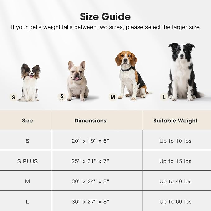 MIXJOY Dog Bed for Medium Sized Dogs, Washable Medium Dog Beds with Removable Cover, Rectangle Pet Beds with Non-Slip Bottom, Warming Calming Dogs Cuddler, 25"x21"x7", White
