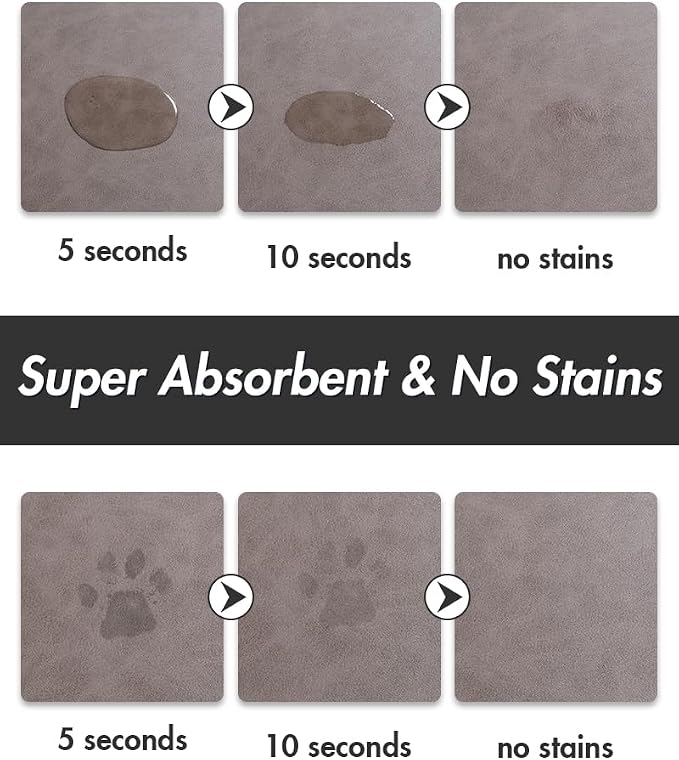 MontVoo-Absorbent Pet Feeding Mat-No Stains Pet Mat for Food and Water Bowl-Quick Dry Cat & Dog Food Mat Water Dispenser Mat-Pet Supplies Mat-Dog Water Bowl Mat for Messy Drinker,（Brown,16"x24"）