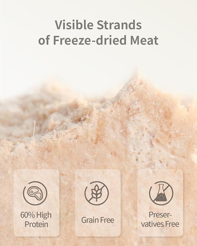 Freeze-Dried Cat Food, High Protein Healthy Freeze Dried Cat Treat & Topper (Chicken & Duck - 0.7 Ounce)