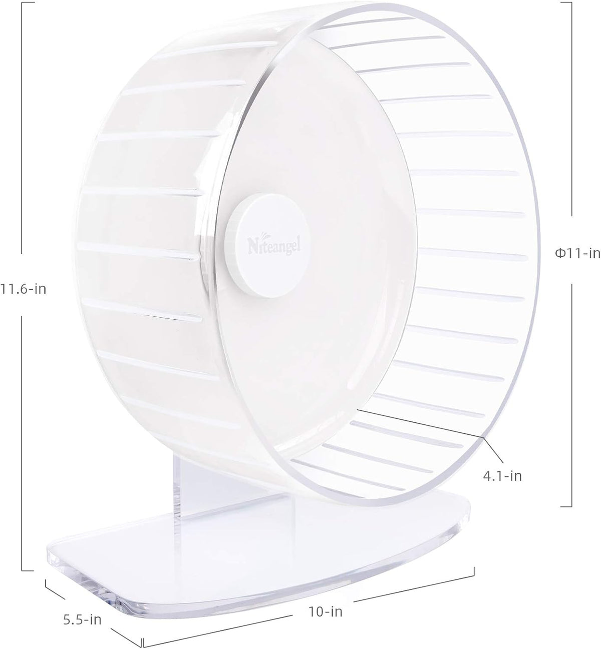 Niteangel Super-Silent Hamster Exercise Wheels: - Quiet Spinner Hamster Running Wheels with Adjustable Stand for Hamsters Gerbils Mice Or Other Small Animals (L, White)