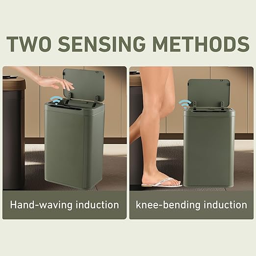 ELPHECO Stainless Steel Office Trash Can Motion Sensor Garbage Can Touchless
