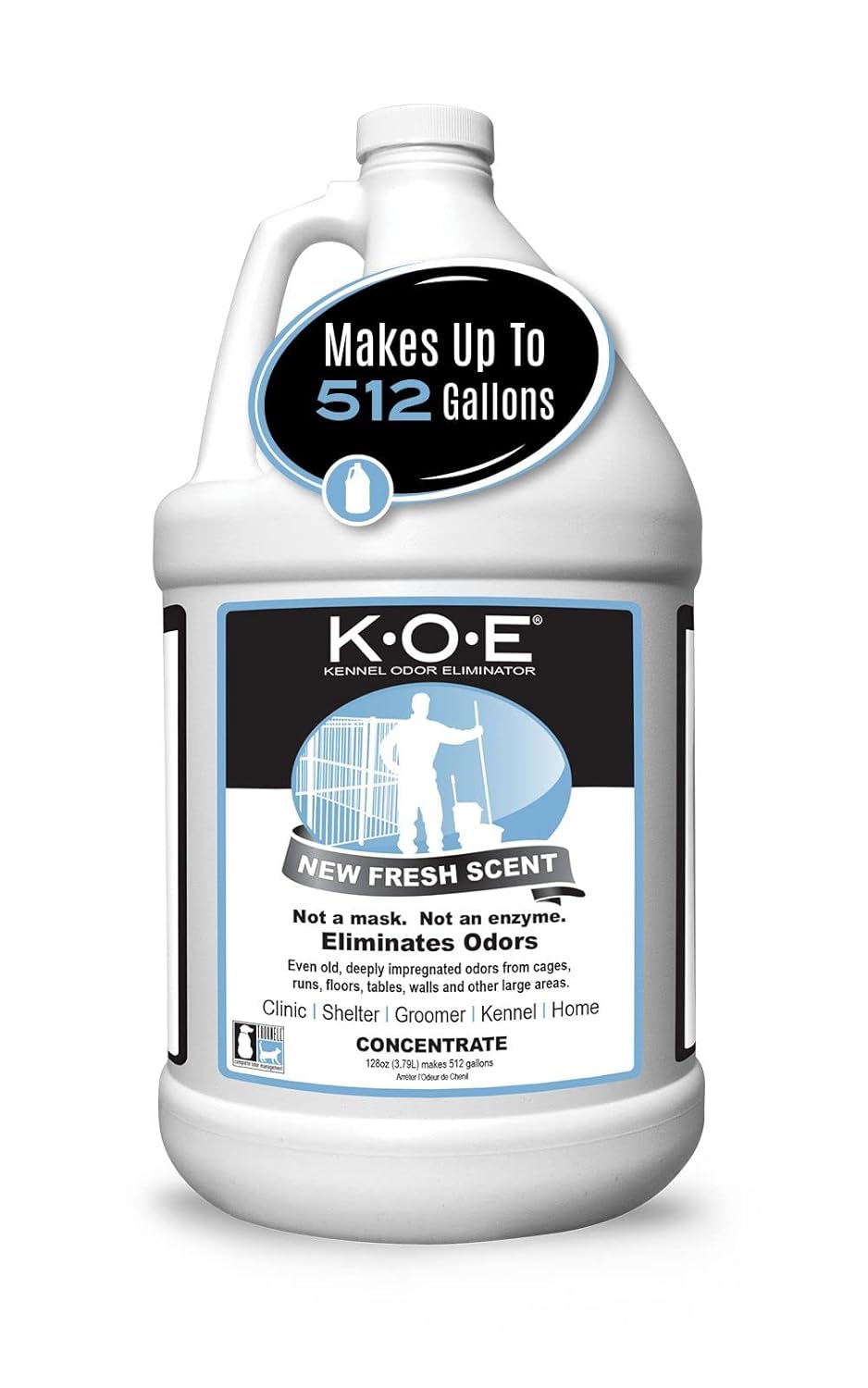 K.O.E. Fresh Scent Odor Eliminator Concentrate – For Strong Odor on Cages, Floor, & More – Non-Enzymatic For Home & Dog Kennel – Home & Pet Supplies (1 Gal)