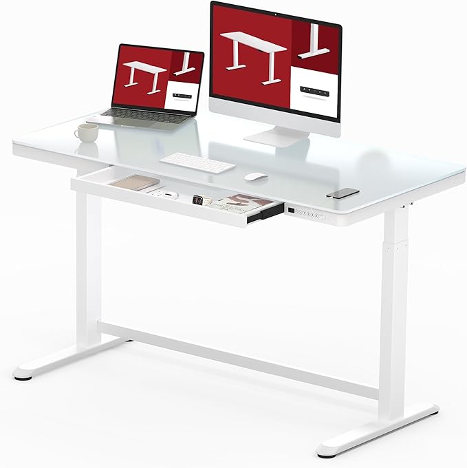 SANODESK Standing Desk with Drawer, Electric Height Adjustable Home Office Desk