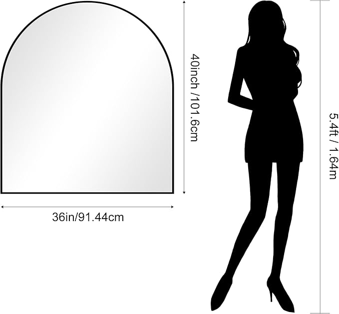CIRCUMI Arched Wall Mirror, Metal Frame, Large Size