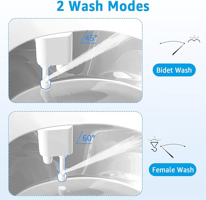 Bidet Toilet Attachment, Non-Electric 3 Wash Modes, Adjustable Water Pressure