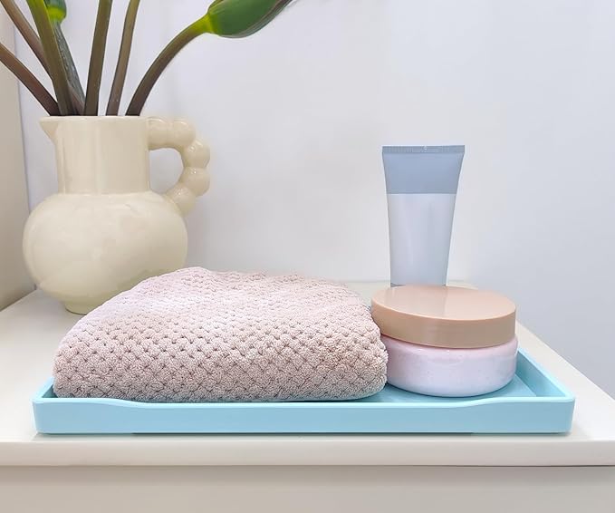 Blue Serving Tray (11.8 x 8.7 inch) for Serving Accessory, Spa, Coffee, Drinks, Wine, Tea, Bar, Party, Seasoning, Perfume and Display Use.