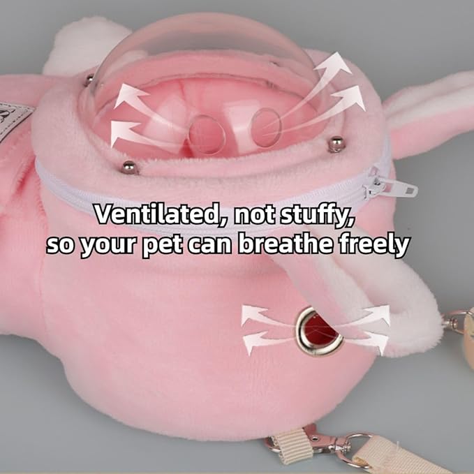 Sugar Glider Bonding Pouch Bonding Pouch Carry for Rat Syrian Hamster Hedgehog Small Pocket Pets, Gerbil Travel Bag Cute Bunny-Shaped Outing Bag with Large Transparent Window (Grey,Small)